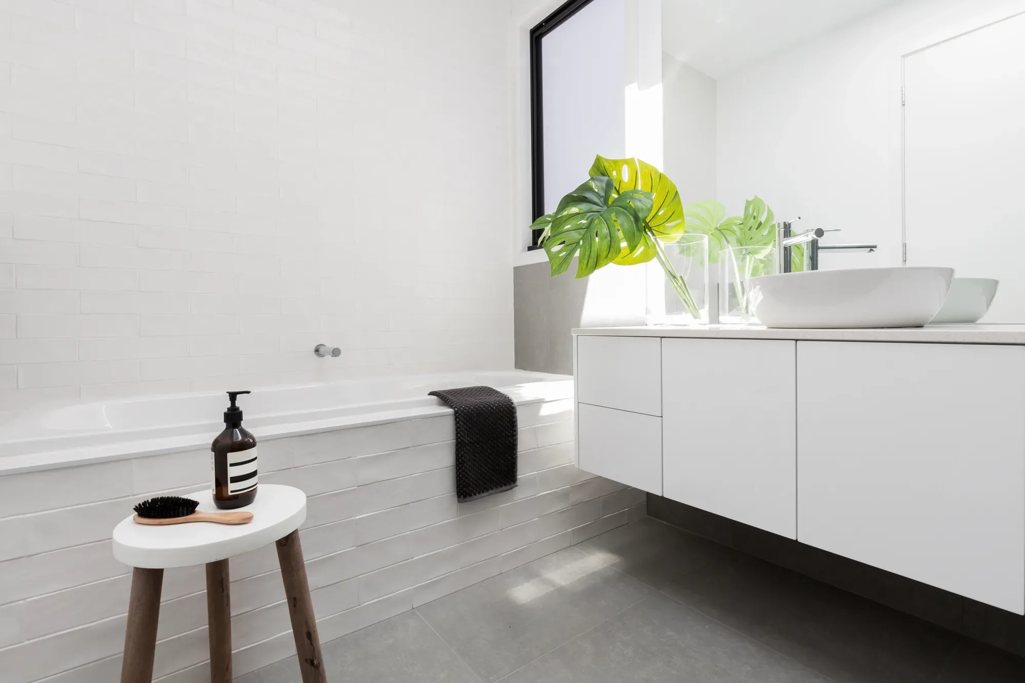 Bright modern bathroom with clean white finishes